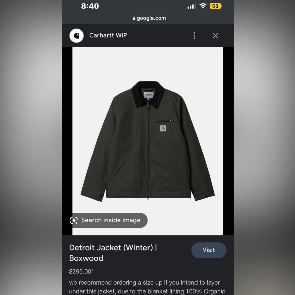 Carhartt WIP. Medium - Carhartt Detroit Jacket Military green